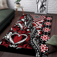 Aotearoa Maori Moko Art with Taniko Half Style Area Rug LT03 Black - Polynesian Pride