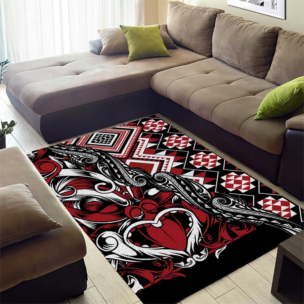 Aotearoa Maori Moko Art with Taniko Half Style Area Rug LT03 - Polynesian Pride