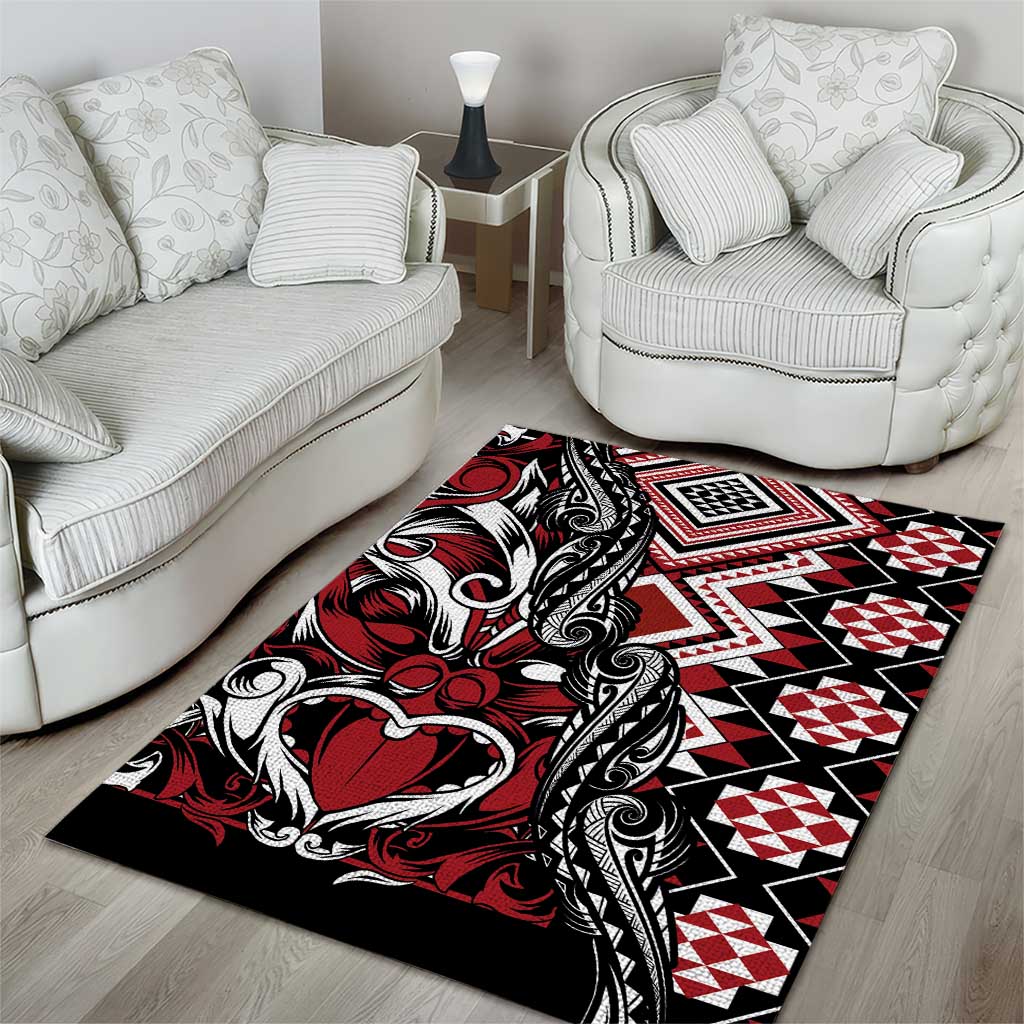 Aotearoa Maori Moko Art with Taniko Half Style Area Rug LT03 - Polynesian Pride