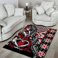 Aotearoa Maori Moko Art with Taniko Half Style Area Rug LT03 - Polynesian Pride