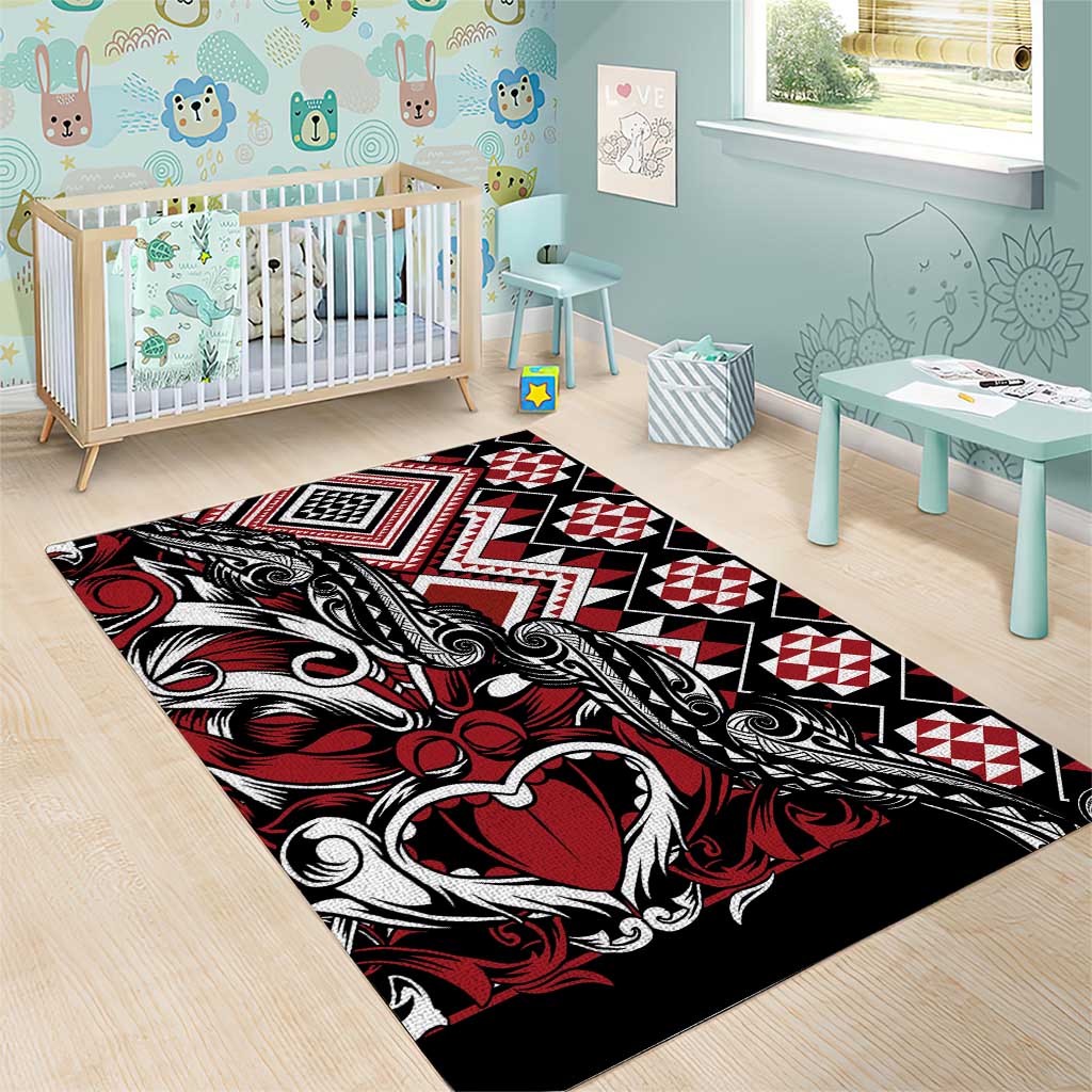 Aotearoa Maori Moko Art with Taniko Half Style Area Rug LT03 - Polynesian Pride