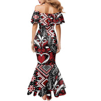 Aotearoa Maori Moko Art with Taniko Half Style Family Matching Mermaid Dress and Hawaiian Shirt LT03 - Polynesian Pride