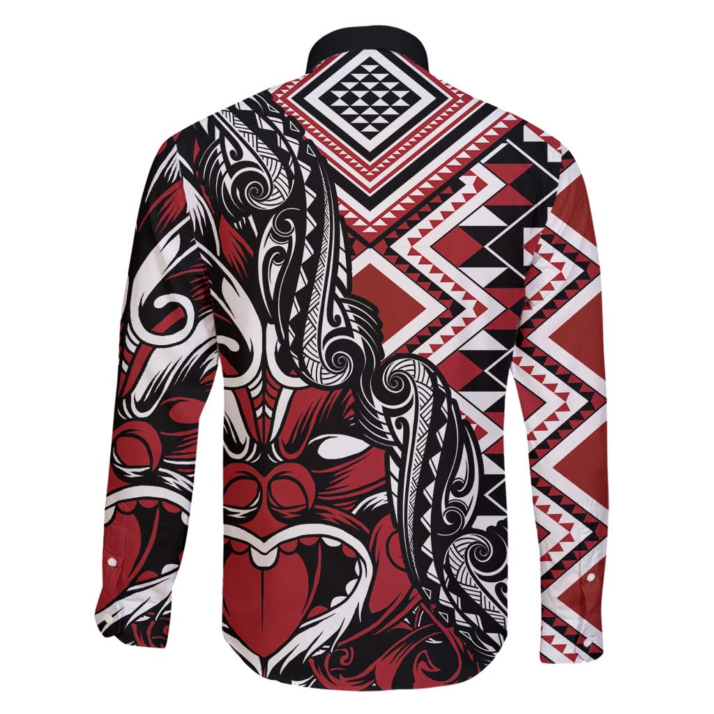 Aotearoa Maori Moko Art with Taniko Half Style Family Matching Off Shoulder Short Dress and Hawaiian Shirt LT03 - Polynesian Pride