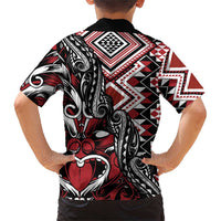 Aotearoa Maori Moko Art with Taniko Half Style Family Matching Short Sleeve Bodycon Dress and Hawaiian Shirt LT03 - Polynesian Pride