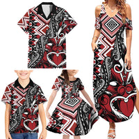 Aotearoa Maori Moko Art with Taniko Half Style Family Matching Summer Maxi Dress and Hawaiian Shirt LT03 - Polynesian Pride