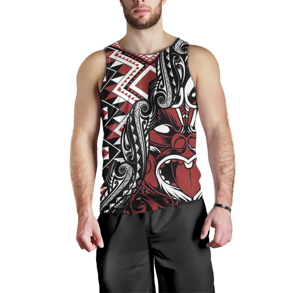 Aotearoa Maori Moko Art with Taniko Half Style Men Tank Top LT03 - Polynesian Pride