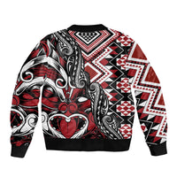 Aotearoa Maori Moko Art with Taniko Half Style Sleeve Zip Bomber Jacket LT03 - Polynesian Pride