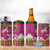 Hawaiian Lei Turtle and Plumeria 4 in 1 Can Cooler Tumbler Polynerian Art Tattoo-Plum Pink Color LT03 - Polynesian Pride