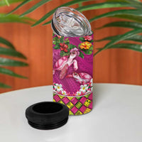 Hawaiian Lei Turtle and Plumeria 4 in 1 Can Cooler Tumbler Polynerian Art Tattoo-Plum Pink Color LT03 - Polynesian Pride