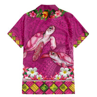 Hawaiian Lei Turtle and Plumeria Family Matching Mermaid Dress and Hawaiian Shirt Polynerian Art Tattoo-Plum Pink Color LT03 - Polynesian Pride