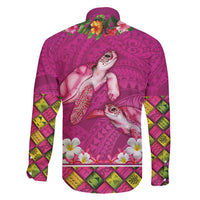 Hawaiian Lei Turtle and Plumeria Family Matching Mermaid Dress and Hawaiian Shirt Polynerian Art Tattoo-Plum Pink Color LT03 - Polynesian Pride