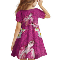 Hawaiian Lei Turtle and Plumeria Family Matching Off Shoulder Maxi Dress and Hawaiian Shirt Polynerian Art Tattoo-Plum Pink Color LT03 - Polynesian Pride