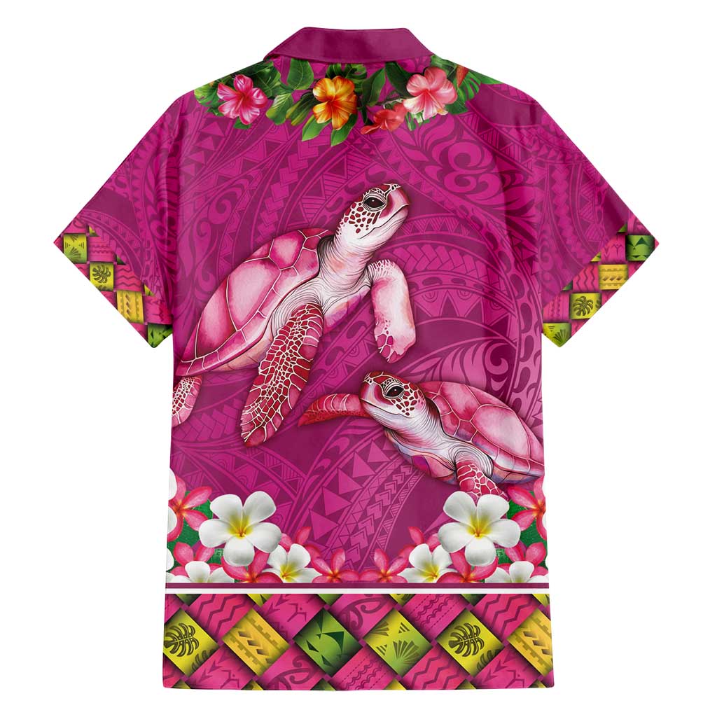 Hawaiian Lei Turtle and Plumeria Family Matching Off Shoulder Maxi Dress and Hawaiian Shirt Polynerian Art Tattoo-Plum Pink Color LT03 - Polynesian Pride