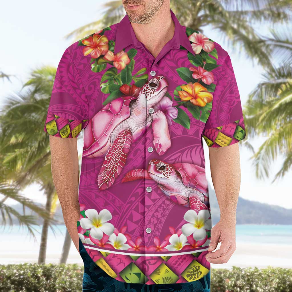 Hawaiian Lei Turtle and Plumeria Hawaiian Shirt Polynerian Art Tattoo-Plum Pink Color LT03 - Polynesian Pride