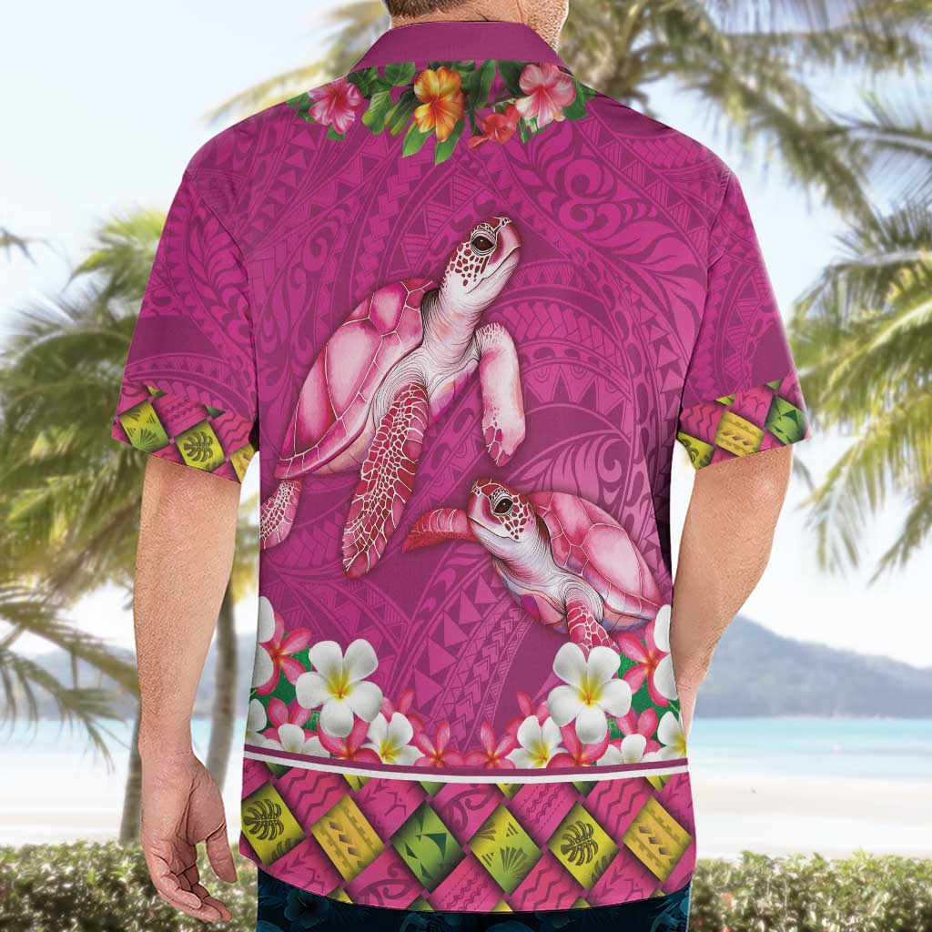 Hawaiian Lei Turtle and Plumeria Hawaiian Shirt Polynerian Art Tattoo-Plum Pink Color LT03 - Polynesian Pride