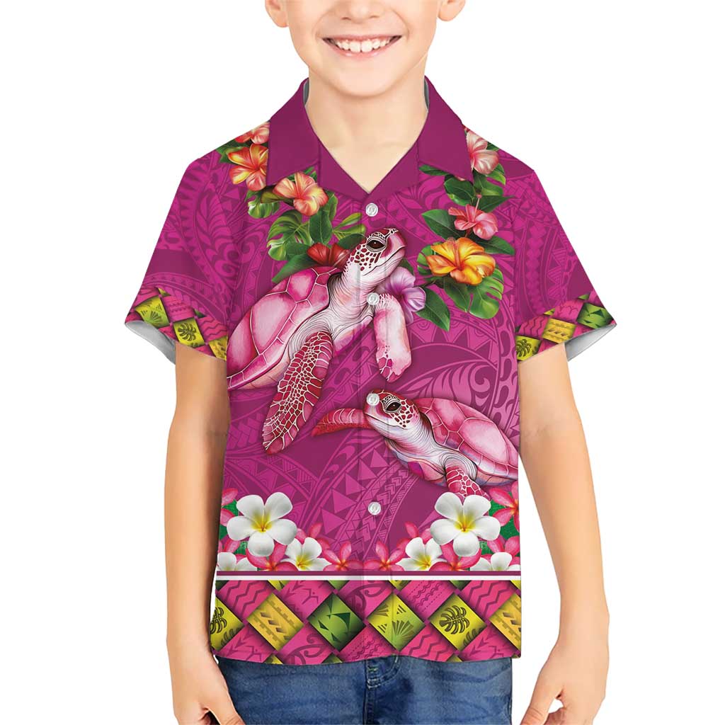Hawaiian Lei Turtle and Plumeria Hawaiian Shirt Polynerian Art Tattoo-Plum Pink Color LT03 - Polynesian Pride
