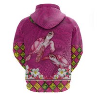 Hawaiian Lei Turtle and Plumeria Hoodie Polynerian Art Tattoo-Plum Pink Color LT03 - Polynesian Pride