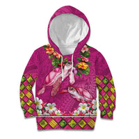 Hawaiian Lei Turtle and Plumeria Kid Hoodie Polynerian Art Tattoo-Plum Pink Color LT03 Hoodie Pink - Polynesian Pride