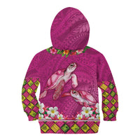 Hawaiian Lei Turtle and Plumeria Kid Hoodie Polynerian Art Tattoo-Plum Pink Color LT03 - Polynesian Pride