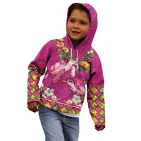 Hawaiian Lei Turtle and Plumeria Kid Hoodie Polynerian Art Tattoo-Plum Pink Color LT03 - Polynesian Pride