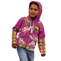 Hawaiian Lei Turtle and Plumeria Kid Hoodie Polynerian Art Tattoo-Plum Pink Color LT03 - Polynesian Pride