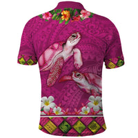 Hawaiian Lei Turtle and Plumeria Polo Shirt Polynerian Art Tattoo-Plum Pink Color LT03 - Polynesian Pride
