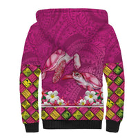 Hawaiian Lei Turtle and Plumeria Sherpa Hoodie Polynerian Art Tattoo-Plum Pink Color LT03 - Polynesian Pride