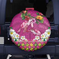 Hawaiian Lei Turtle and Plumeria Spare Tire Cover Polynerian Art Tattoo-Plum Pink Color LT03 No hole Pink - Polynesian Pride
