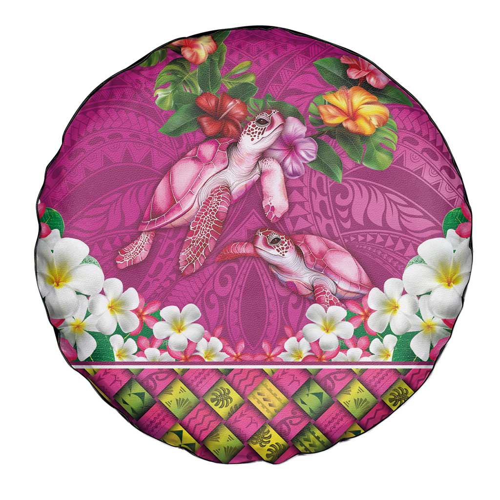 Hawaiian Lei Turtle and Plumeria Spare Tire Cover Polynerian Art Tattoo-Plum Pink Color LT03 - Polynesian Pride