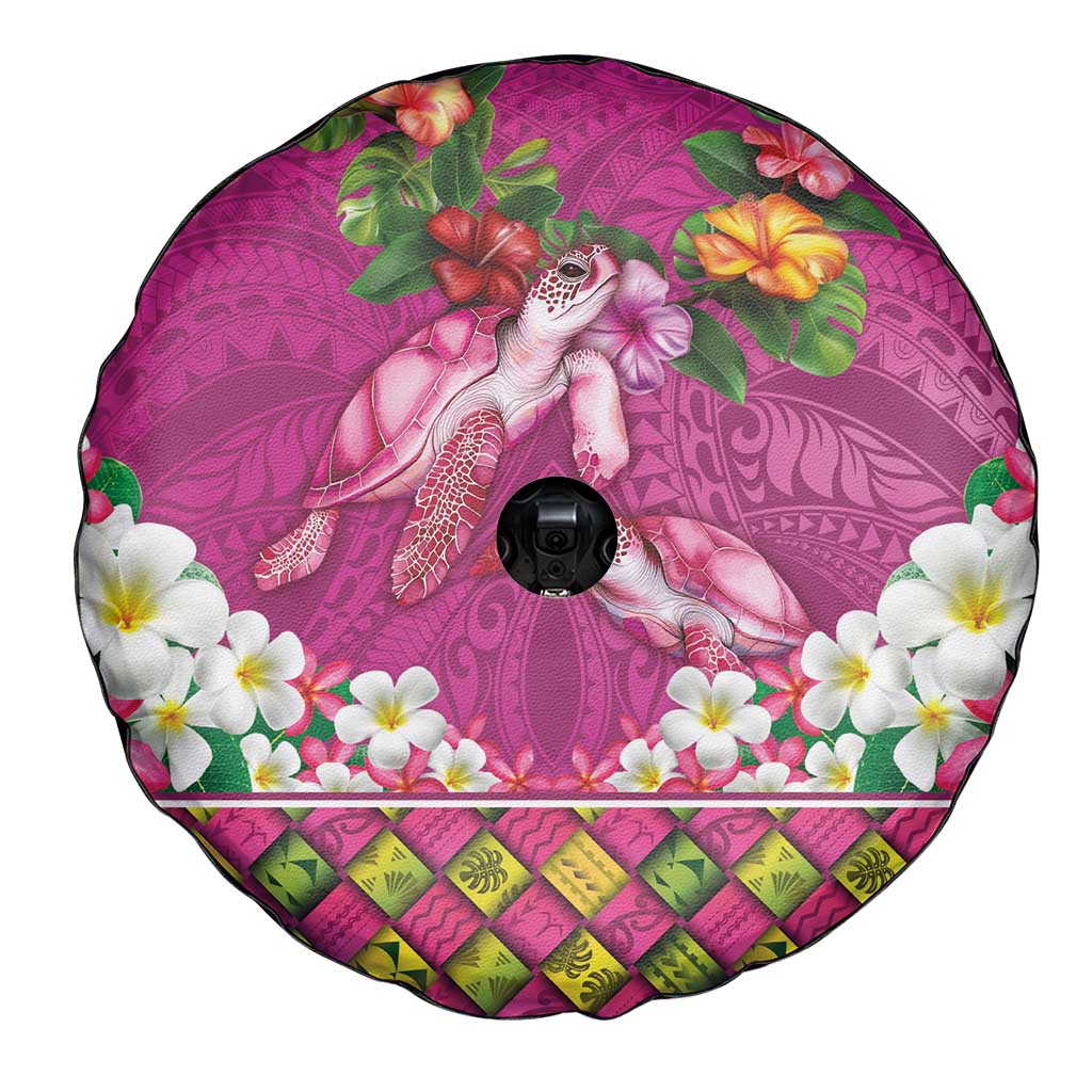 Hawaiian Lei Turtle and Plumeria Spare Tire Cover Polynerian Art Tattoo-Plum Pink Color LT03 - Polynesian Pride