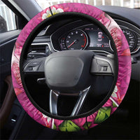 Hawaiian Lei Turtle and Plumeria Steering Wheel Cover Polynerian Art Tattoo-Plum Pink Color LT03 - Polynesian Pride