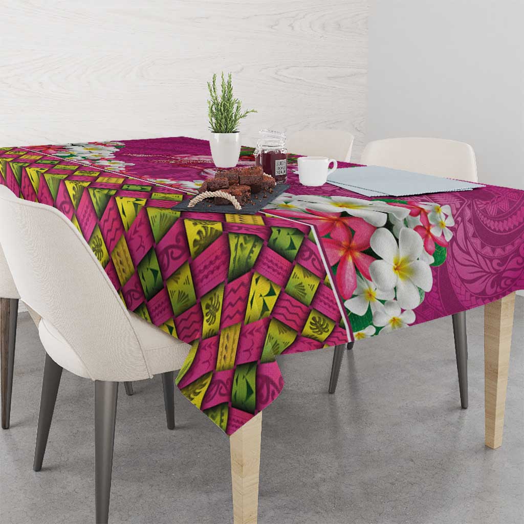 Hawaiian Lei Turtle and Plumeria Tablecloth Polynerian Art Tattoo-Plum Pink Color LT03 - Polynesian Pride