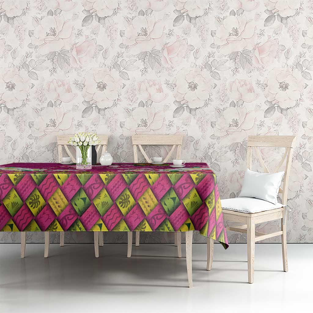 Hawaiian Lei Turtle and Plumeria Tablecloth Polynerian Art Tattoo-Plum Pink Color LT03 - Polynesian Pride
