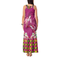 Hawaiian Lei Turtle and Plumeria Tank Maxi Dress Polynerian Art Tattoo-Plum Pink Color LT03 - Polynesian Pride