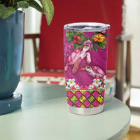 Hawaiian Lei Turtle and Plumeria Tumbler Cup Polynerian Art Tattoo-Plum Pink Color LT03 - Polynesian Pride