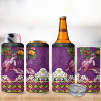 Hawaiian Lei Turtle and Plumeria 4 in 1 Can Cooler Tumbler Polynerian Art Tattoo-Mauve Color LT03 - Polynesian Pride