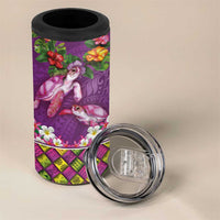 Hawaiian Lei Turtle and Plumeria 4 in 1 Can Cooler Tumbler Polynerian Art Tattoo-Mauve Color LT03 - Polynesian Pride