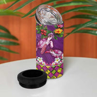 Hawaiian Lei Turtle and Plumeria 4 in 1 Can Cooler Tumbler Polynerian Art Tattoo-Mauve Color LT03 - Polynesian Pride