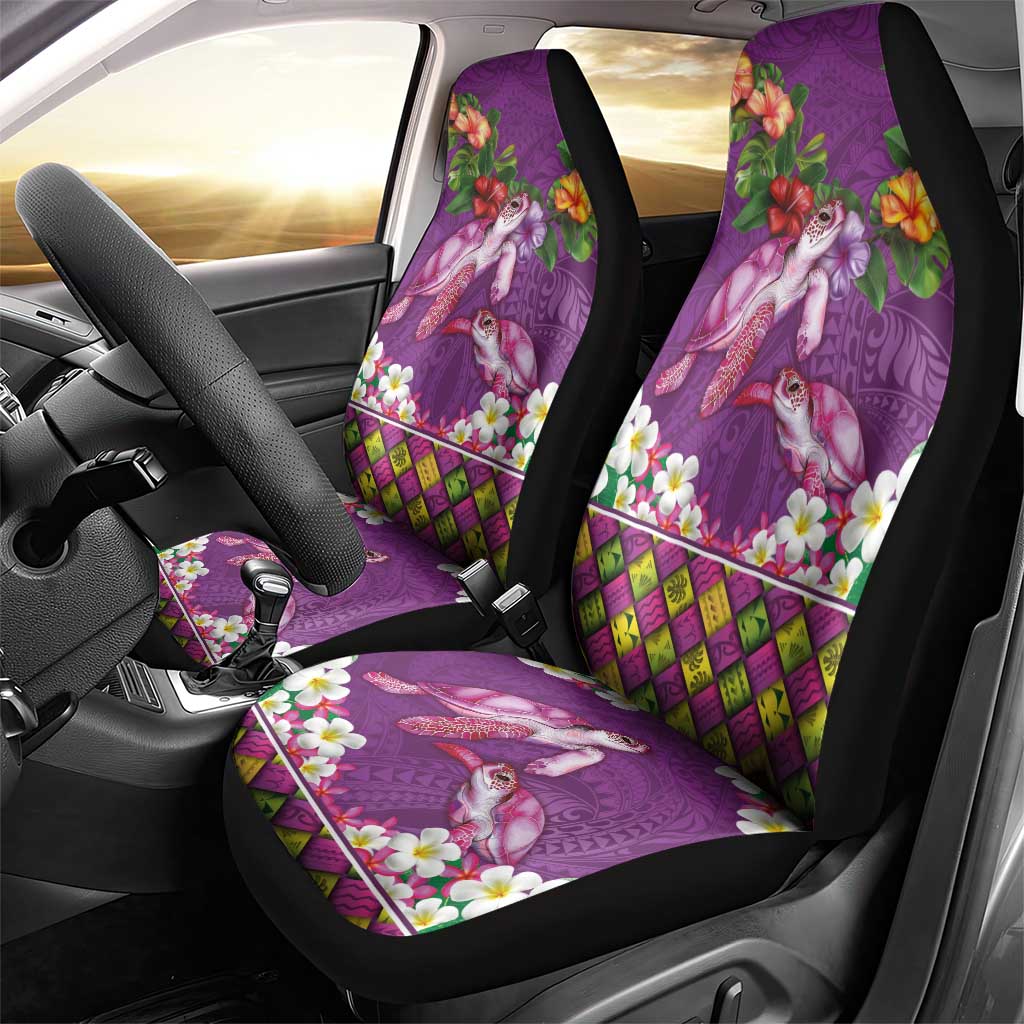 Hawaiian Lei Turtle and Plumeria Car Seat Cover Polynerian Art Tattoo-Mauve Color LT03 - Polynesian Pride