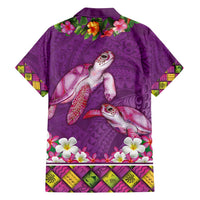 Hawaiian Lei Turtle and Plumeria Family Matching Summer Maxi Dress and Hawaiian Shirt Polynerian Art Tattoo-Mauve Color LT03 - Polynesian Pride