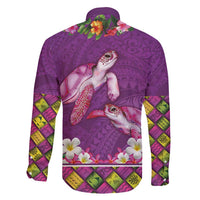 Hawaiian Lei Turtle and Plumeria Family Matching Summer Maxi Dress and Hawaiian Shirt Polynerian Art Tattoo-Mauve Color LT03 - Polynesian Pride