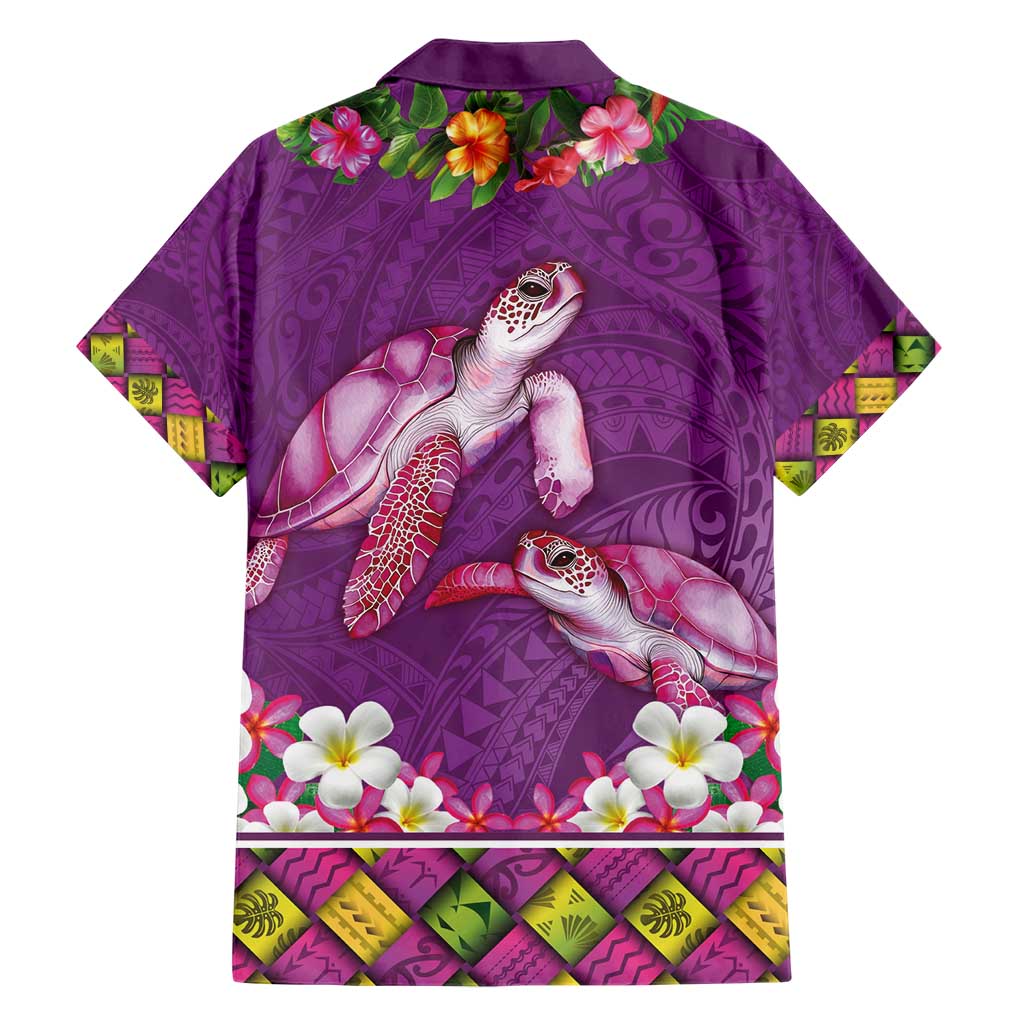 Hawaiian Lei Turtle and Plumeria Hawaiian Shirt Polynerian Art Tattoo-Mauve Color LT03 - Polynesian Pride