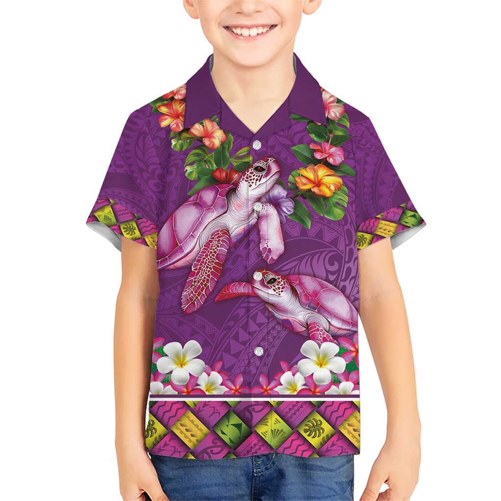 Hawaiian Lei Turtle and Plumeria Hawaiian Shirt Polynerian Art Tattoo-Mauve Color LT03 - Polynesian Pride