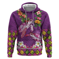 Hawaiian Lei Turtle and Plumeria Hoodie Polynerian Art Tattoo-Mauve Color LT03 Pullover Hoodie Purple - Polynesian Pride