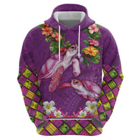 Hawaiian Lei Turtle and Plumeria Hoodie Polynerian Art Tattoo-Mauve Color LT03 - Polynesian Pride