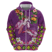 Hawaiian Lei Turtle and Plumeria Hoodie Polynerian Art Tattoo-Mauve Color LT03 - Polynesian Pride