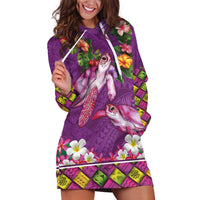 Hawaiian Lei Turtle and Plumeria Hoodie Dress Polynerian Art Tattoo-Mauve Color LT03 Purple - Polynesian Pride