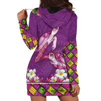 Hawaiian Lei Turtle and Plumeria Hoodie Dress Polynerian Art Tattoo-Mauve Color LT03 - Polynesian Pride