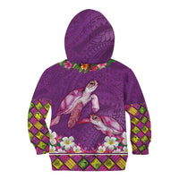 Hawaiian Lei Turtle and Plumeria Kid Hoodie Polynerian Art Tattoo-Mauve Color LT03 - Polynesian Pride