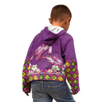 Hawaiian Lei Turtle and Plumeria Kid Hoodie Polynerian Art Tattoo-Mauve Color LT03 - Polynesian Pride